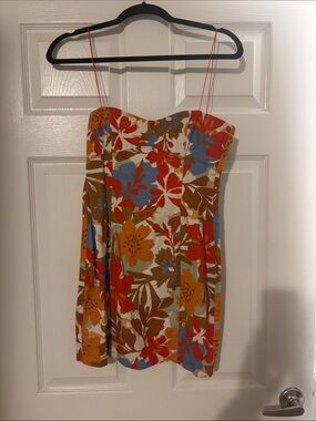 Bec & Bridge Floral Spaghetti-Strap Mini Dress - Red, Orange, Blue, Brown